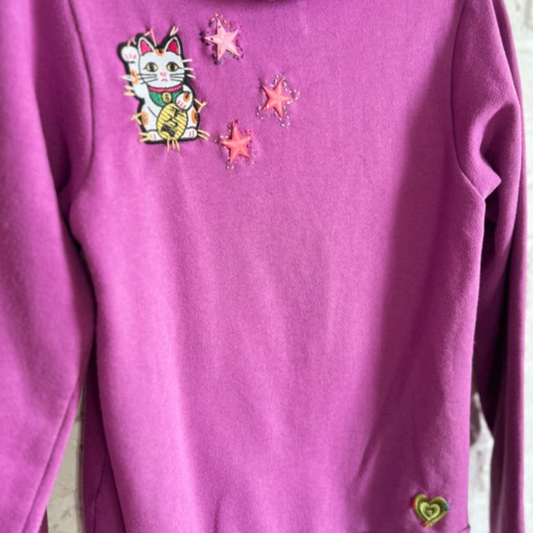 HOODIE MAUVE BUFFALO JAPANESE KITTY