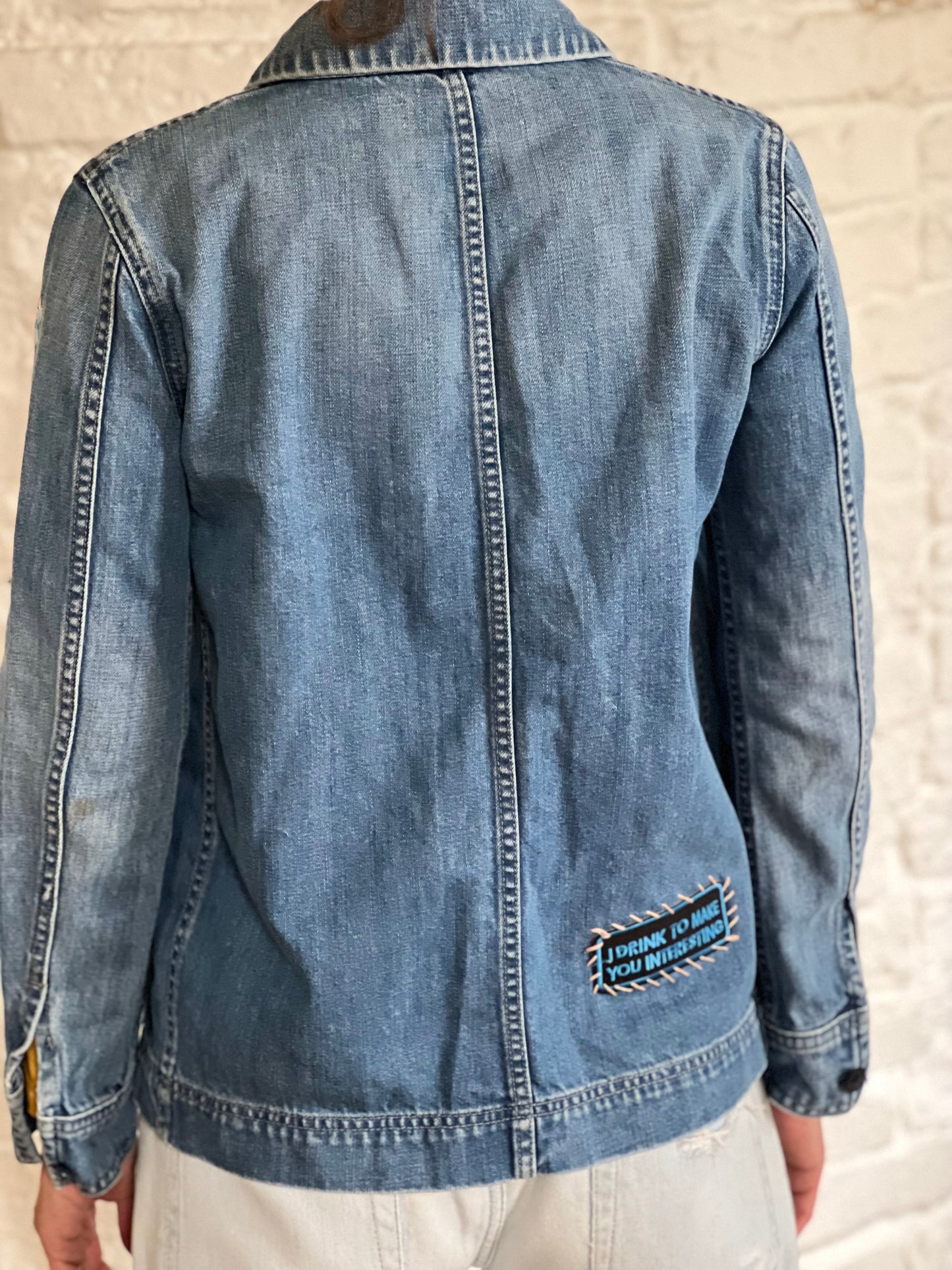 VESTE DENIM I DRINK TO MAKE YOU INTERESTING