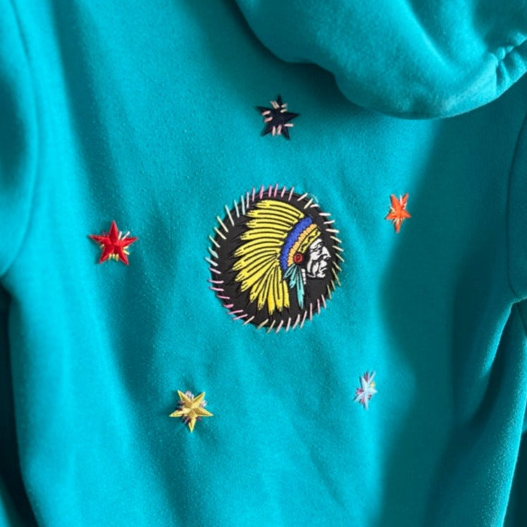 HOODIE TURQUOISE LOVE INDIAN