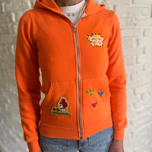 HOODIE NEON ORANGE MANDALA CACTUS