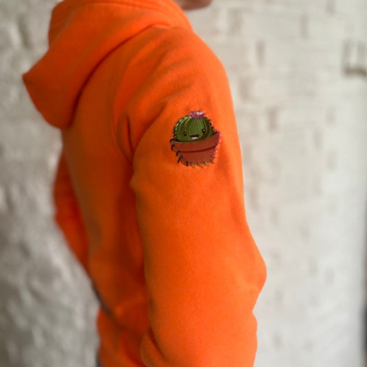 HOODIE NEON ORANGE MANDALA CACTUS