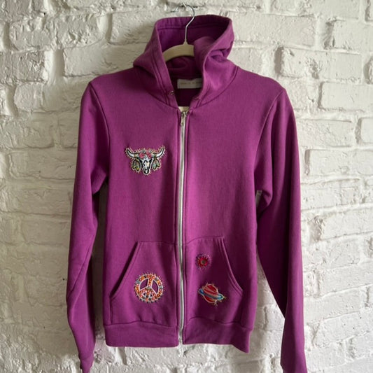 HOODIE MAUVE BUFFALO JAPANESE KITTY