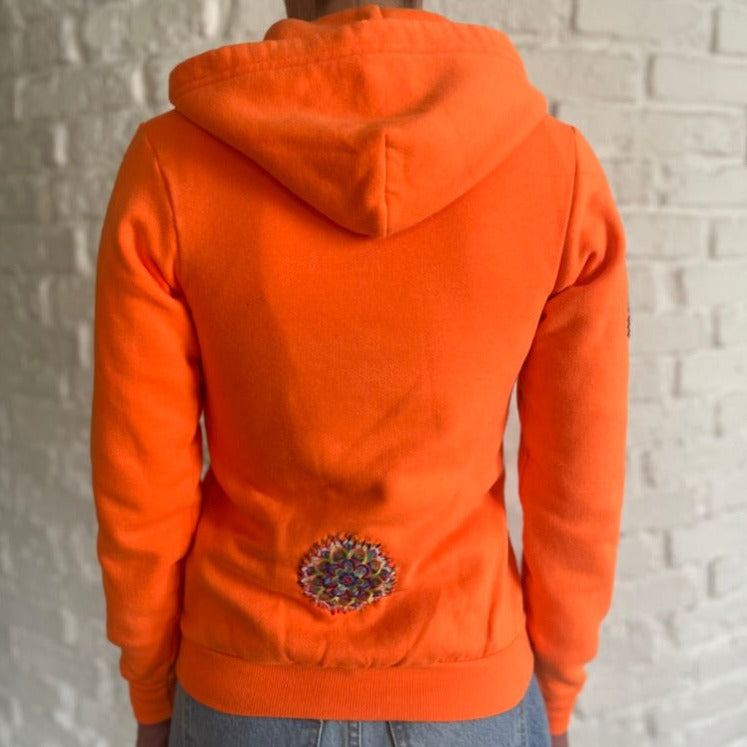 HOODIE NEON ORANGE MANDALA CACTUS